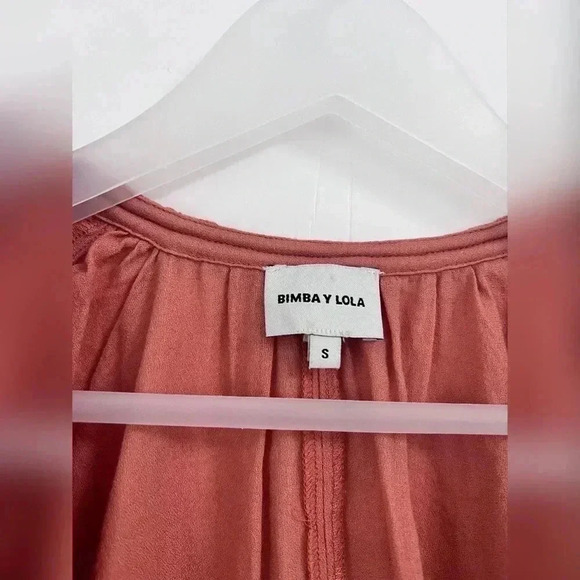 Bimba Y Lola Boho Peasant Coral Blouse - Picture 2 of 3